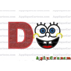 Spongebob Face Applique Embroidery Design With Alphabet D