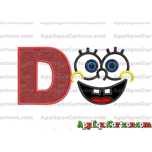 Spongebob Face Applique Embroidery Design With Alphabet D