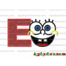 Spongebob Face Applique Embroidery Design With Alphabet E