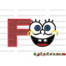 Spongebob Face Applique Embroidery Design With Alphabet F