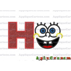 Spongebob Face Applique Embroidery Design With Alphabet H