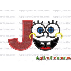 Spongebob Face Applique Embroidery Design With Alphabet J