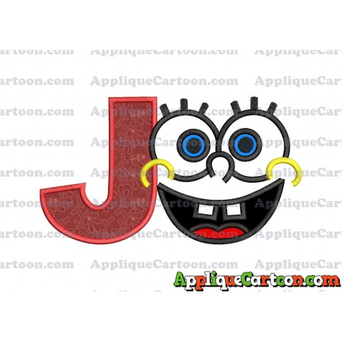 Spongebob Face Applique Embroidery Design With Alphabet J