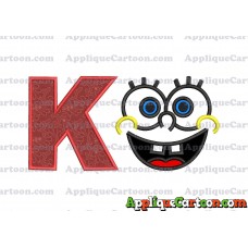 Spongebob Face Applique Embroidery Design With Alphabet K