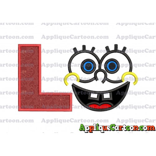 Spongebob Face Applique Embroidery Design With Alphabet L