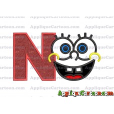 Spongebob Face Applique Embroidery Design With Alphabet N