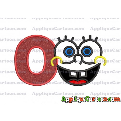 Spongebob Face Applique Embroidery Design With Alphabet O