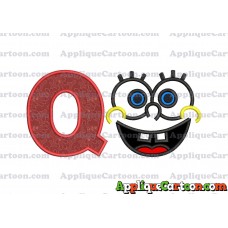 Spongebob Face Applique Embroidery Design With Alphabet Q