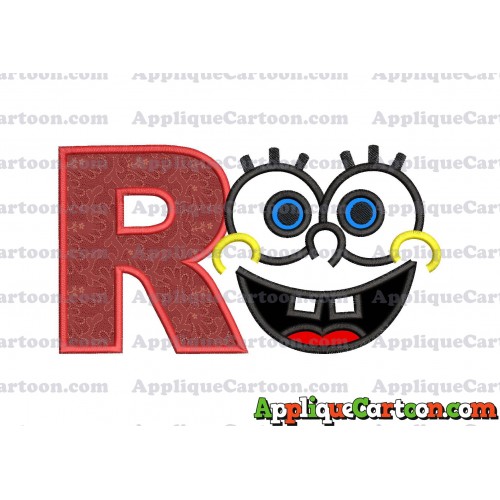 Spongebob Face Applique Embroidery Design With Alphabet R