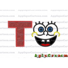 Spongebob Face Applique Embroidery Design With Alphabet T