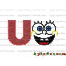 Spongebob Face Applique Embroidery Design With Alphabet U