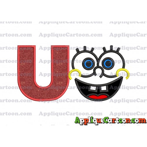 Spongebob Face Applique Embroidery Design With Alphabet U
