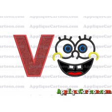 Spongebob Face Applique Embroidery Design With Alphabet V