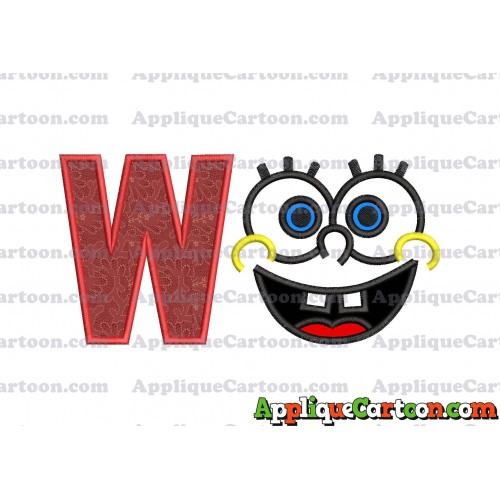 Spongebob Face Applique Embroidery Design With Alphabet W