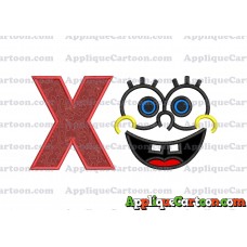 Spongebob Face Applique Embroidery Design With Alphabet X