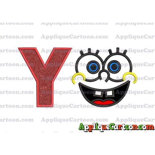 Spongebob Face Applique Embroidery Design With Alphabet Y