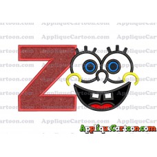 Spongebob Face Applique Embroidery Design With Alphabet Z