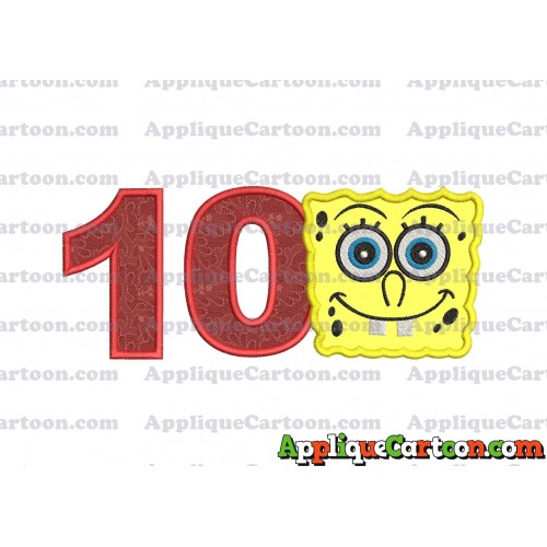 Spongebob Squarepants Applique Embroidery Design Birthday Number 10