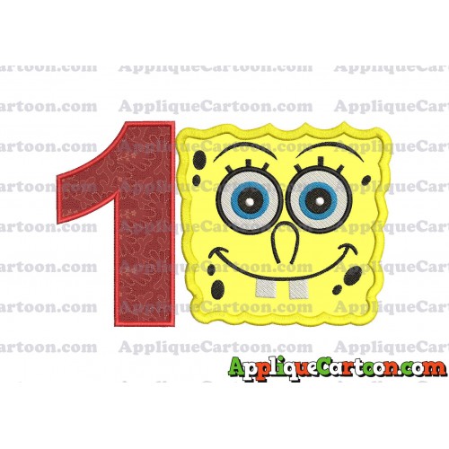 Spongebob Squarepants Applique Embroidery Design Birthday Number 1