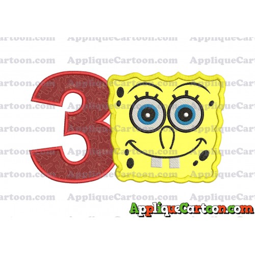 Spongebob Squarepants Applique Embroidery Design Birthday Number 3