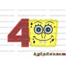 Spongebob Squarepants Applique Embroidery Design Birthday Number 4