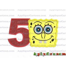 Spongebob Squarepants Applique Embroidery Design Birthday Number 5