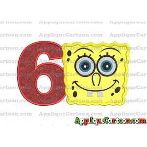 Spongebob Squarepants Applique Embroidery Design Birthday Number 6