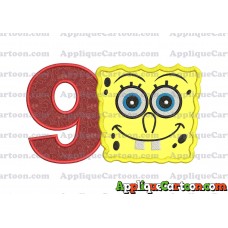 Spongebob Squarepants Applique Embroidery Design Birthday Number 9