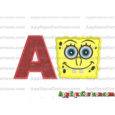 Spongebob Squarepants Applique Embroidery Design With Alphabet A