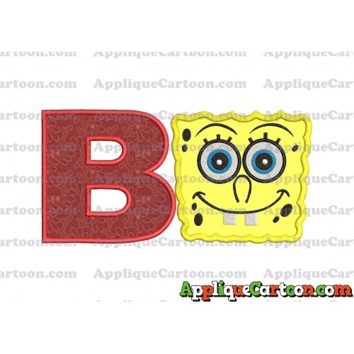 Spongebob Squarepants Applique Embroidery Design With Alphabet B