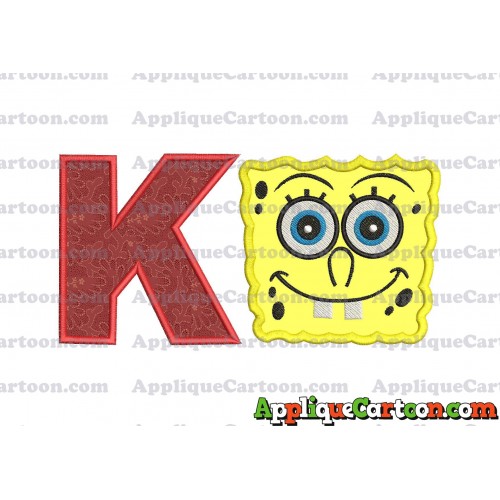 Spongebob Squarepants Applique Embroidery Design With Alphabet K