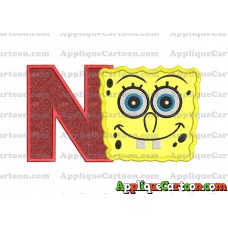 Spongebob Squarepants Applique Embroidery Design With Alphabet N