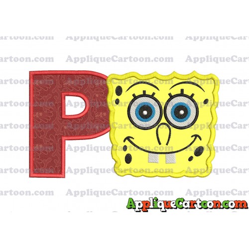 Spongebob Squarepants Applique Embroidery Design With Alphabet P