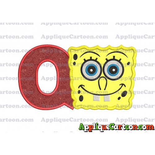 Spongebob Squarepants Applique Embroidery Design With Alphabet Q