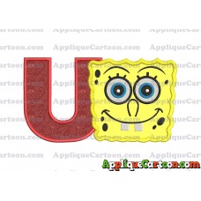 Spongebob Squarepants Applique Embroidery Design With Alphabet U