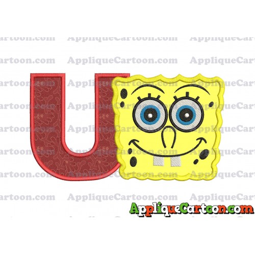 Spongebob Squarepants Applique Embroidery Design With Alphabet U