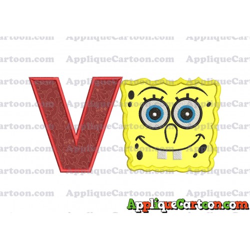 Spongebob Squarepants Applique Embroidery Design With Alphabet V
