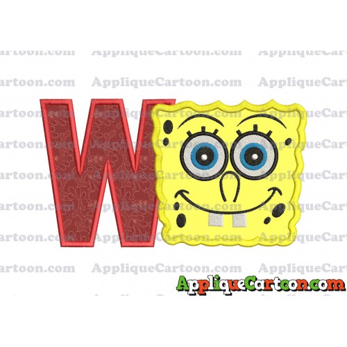 Spongebob Squarepants Applique Embroidery Design With Alphabet W