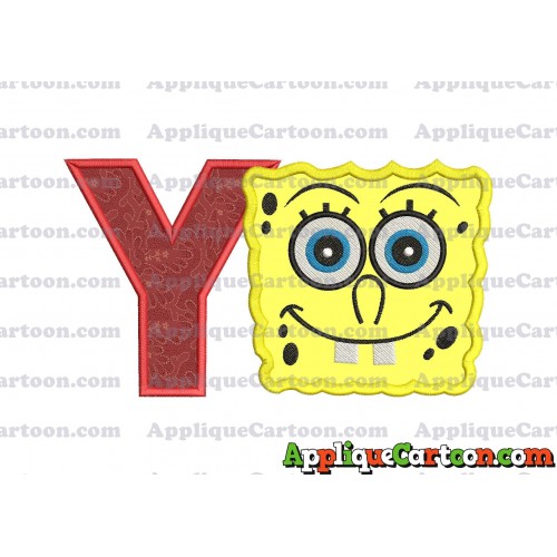 Spongebob Squarepants Applique Embroidery Design With Alphabet Y