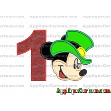 St Patrick Day Mickey Mouse Applique Embroidery Design Birthday Number 1