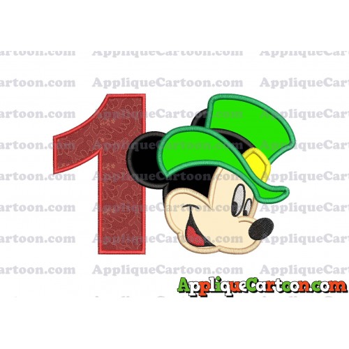 St Patrick Day Mickey Mouse Applique Embroidery Design Birthday Number 1