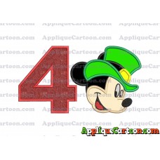 St Patrick Day Mickey Mouse Applique Embroidery Design Birthday Number 4