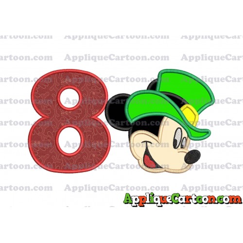St Patrick Day Mickey Mouse Applique Embroidery Design Birthday Number 8