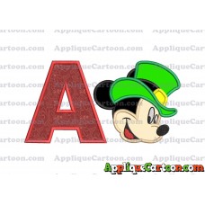 St Patrick Day Mickey Mouse Applique Embroidery Design With Alphabet A