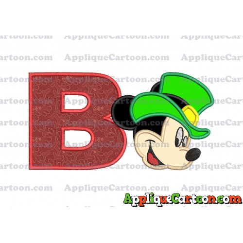 St Patrick Day Mickey Mouse Applique Embroidery Design With Alphabet B