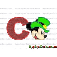 St Patrick Day Mickey Mouse Applique Embroidery Design With Alphabet C