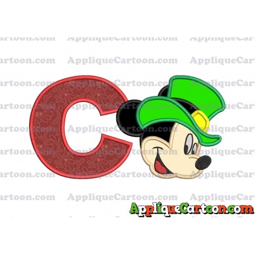 St Patrick Day Mickey Mouse Applique Embroidery Design With Alphabet C