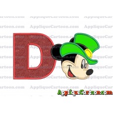 St Patrick Day Mickey Mouse Applique Embroidery Design With Alphabet D