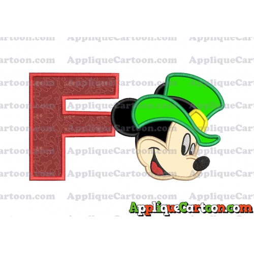 St Patrick Day Mickey Mouse Applique Embroidery Design With Alphabet F