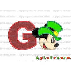 St Patrick Day Mickey Mouse Applique Embroidery Design With Alphabet G